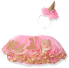 Mud Pie Baby Girls Glitter Party Hat Headband And Tutu Set Special Occasion Dress, Pink,Gold, 0-18 Months Us