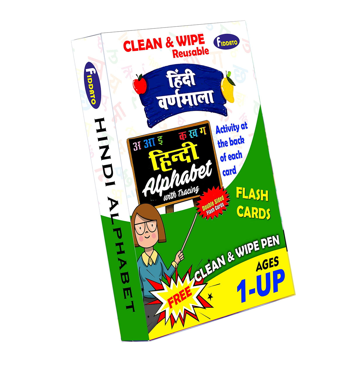 Gameshub 58Pcs Large 10X15Cm Hindi Alphabet Reuseable Flash Cards For Kids Brain Development
