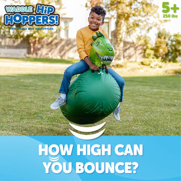 Waddle Hip Hoppers Large Bouncy Hopper Inflatable Hopping Animal Bouncer, Supports Up To 250 Pounds, Ages 5 And Up (Green Trex)