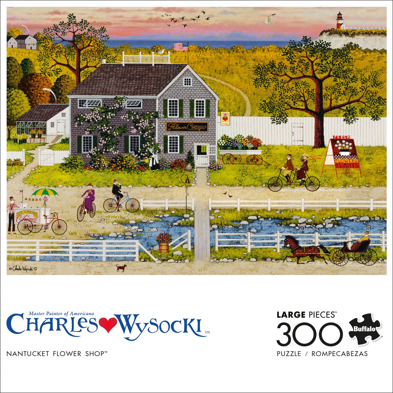 Buffalo Games - Charles Wysocki - Nantucket Flower Shop - 300 Piece Jigsaw Puzzle For Adults -Challenging Puzzle Perfect For Gam