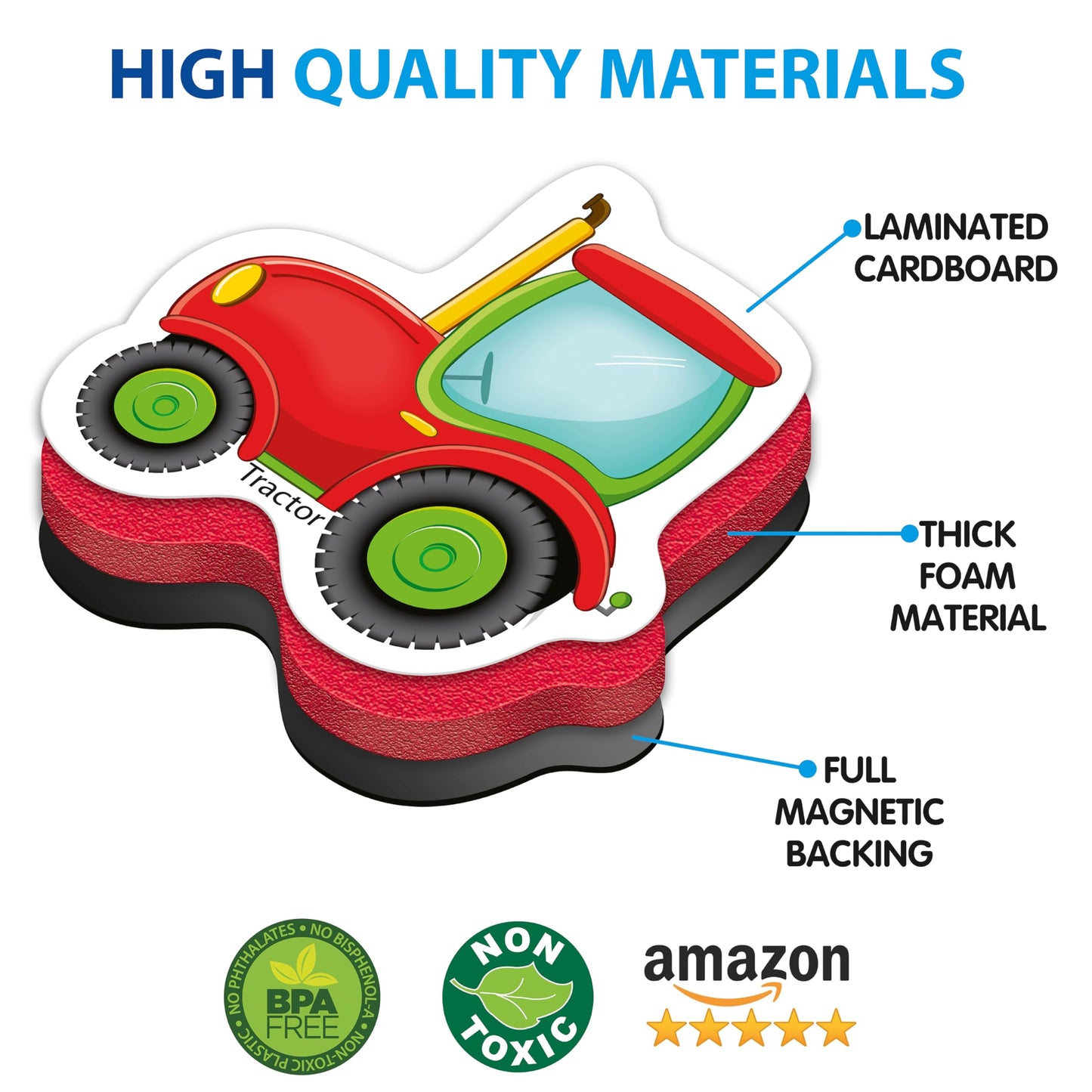 Little World 24 Foam Fridge Magnets for Toddlers - Child Safe, Chunky Size, Multi Color, Model RK93010-02