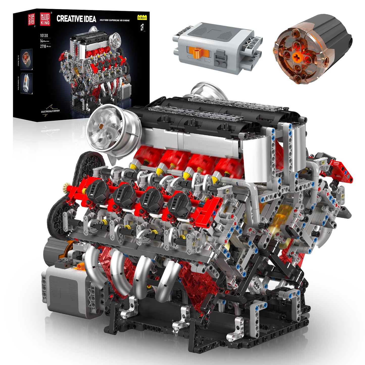Mould King 10130 V8 Engine Model Kit That Works - 2718 Pcs to Build Your Own Surper Car Engine  DIY STEM Project for Kids/Teens  Hobby Building Blocks Kit for mature-themeds