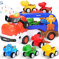 Funmission 5-In-1 Dinosaur Toys For Kids 3-5, Dinosaur Truck With 4 Pack Small Pull Back Dino Car, Dinosaur Cars Set, Birthday,