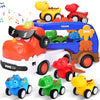 Funmission 5-In-1 Dinosaur Toys For Kids 3-5, Dinosaur Truck With 4 Pack Small Pull Back Dino Car, Dinosaur Cars Set, Birthday,