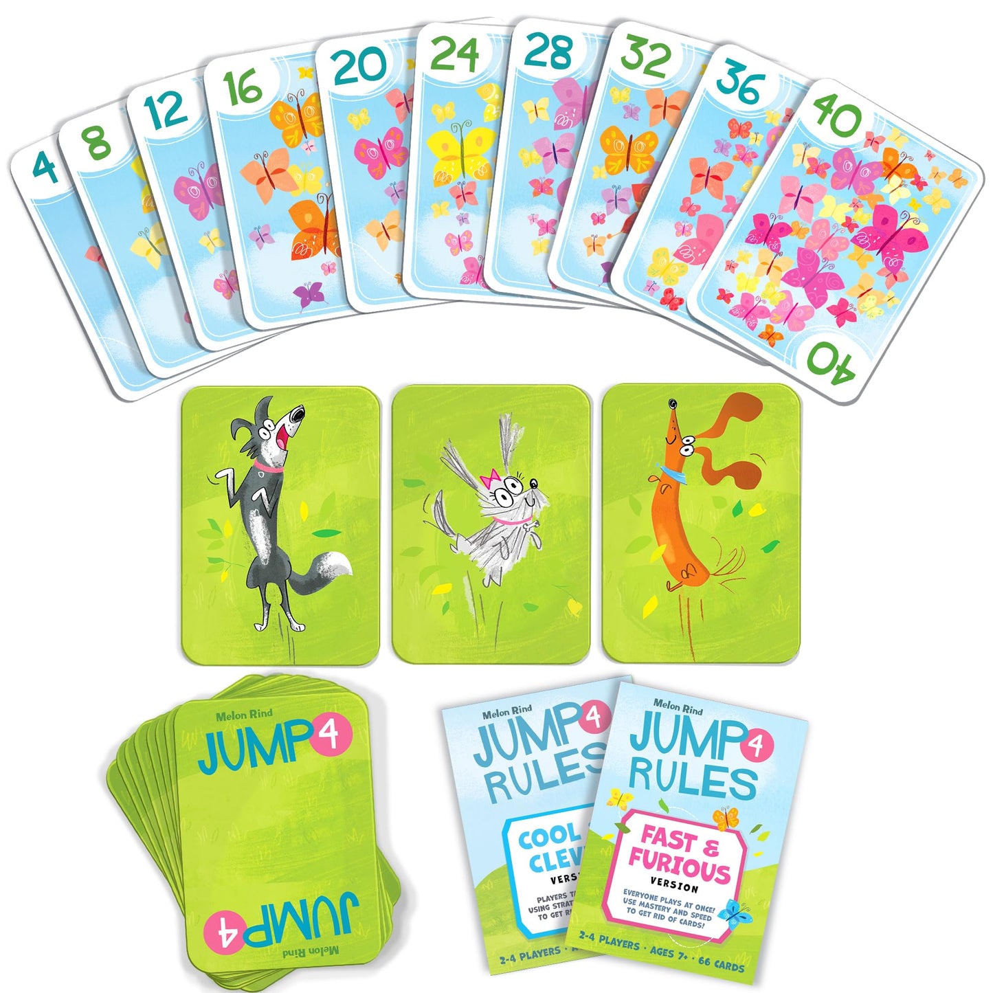 Melon Rind Jump 4, Math Game For Kids (Ages 7+) Fun Multiples Of 4 Card Game - Engaging Math Game For Kids, Perfect Stocking Stu