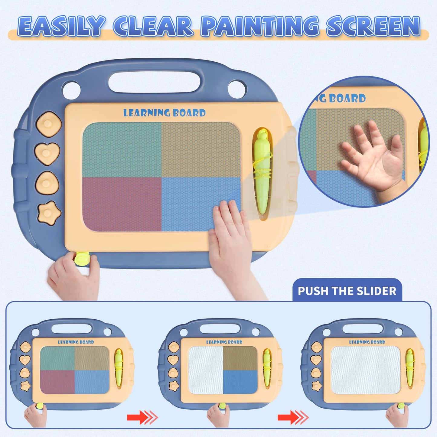 LZZAPJ Magnetic Drawing Board, Doodle Board Toddler Toys for Ages 2-4, Drawing Pad Etch Learning Sketch Toys for Toddlers 1-3 Ta
