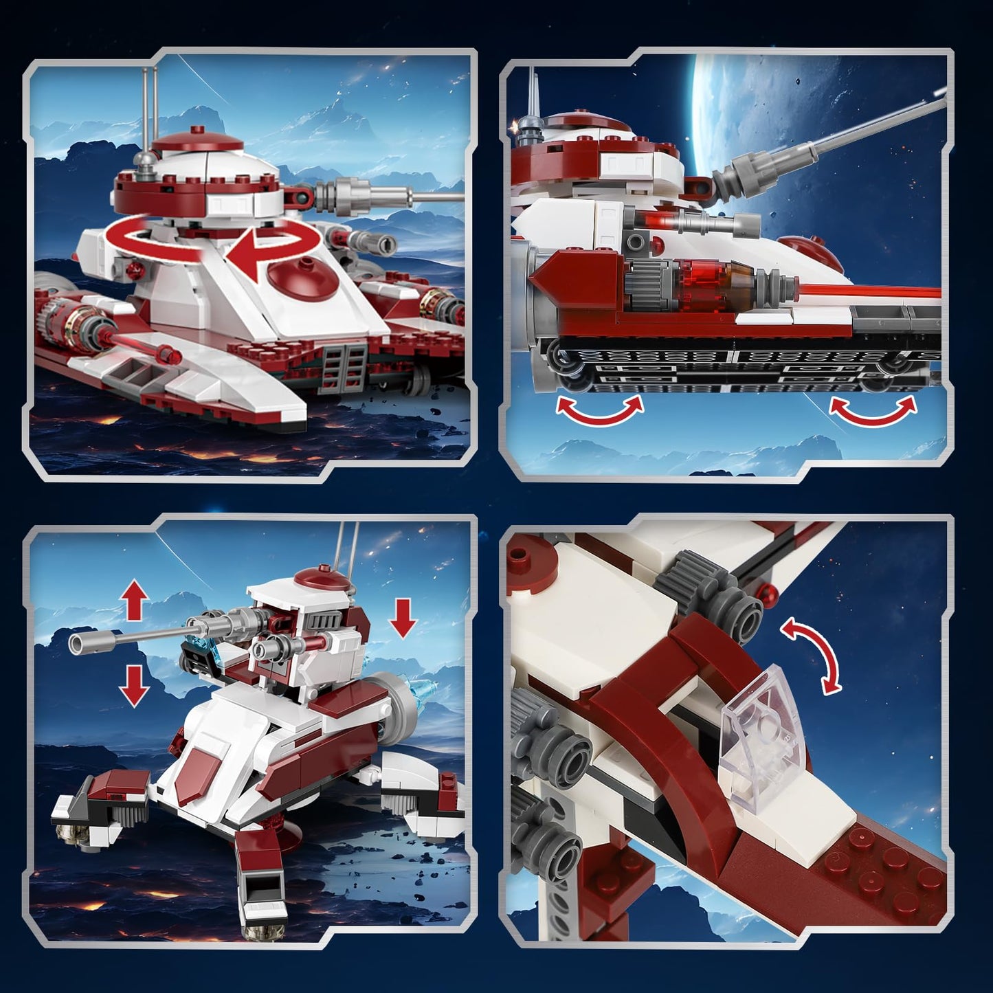 QLT 3 in 1 Space Wars Building Set - X-Wing Fighter, Republic Tank, AV-7 Cannon, Plastic, Model YC329, Compatible with Lego, Ages 6+
