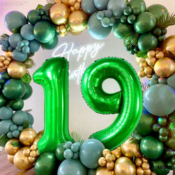 Katchon, Dark Green 19 Balloon Number - 40 Inch | Green Number 19 Balloons For 19Th Birthday Decorations For Girls | 19Th Birthday Balloons For 19Th Birthday Decorations For Boys | 19 Number Balloons