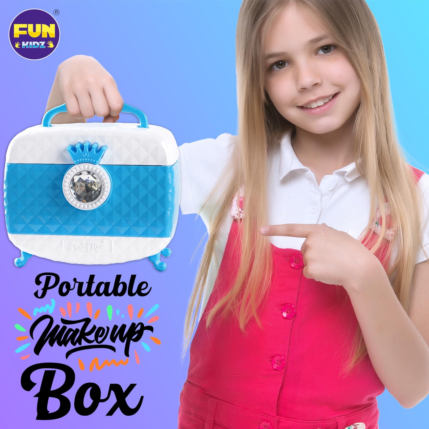 Frozen Makeup Kit for Kids, FunKidz Washable Play Pretend 60 PCS Cosmetic Toys Make Up Box Gift for Little Girls Ages 6-12