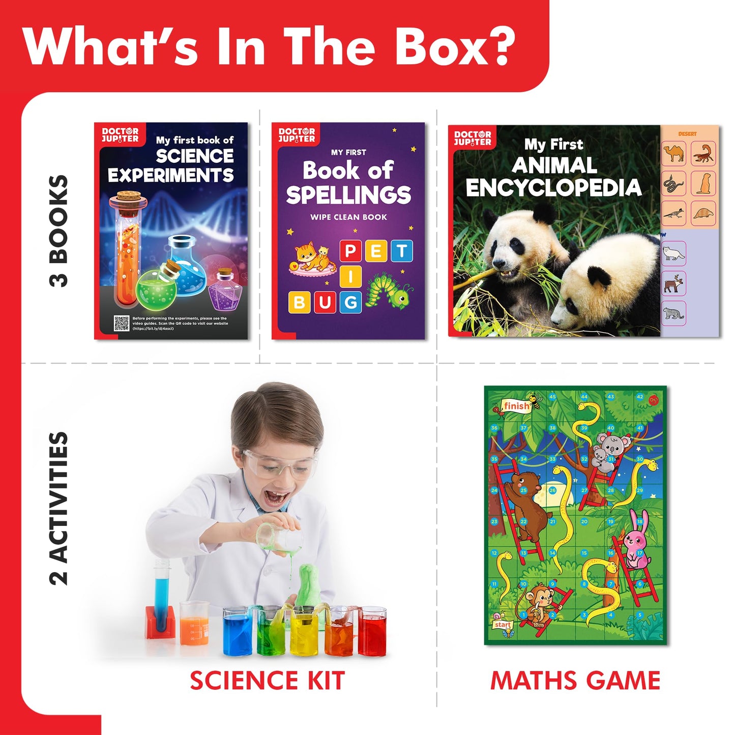 Doctor Jupiter Little Genius Kit - Educational STEM Toys for Kids 4-6 Years - Medium Cardboard Learning Activities