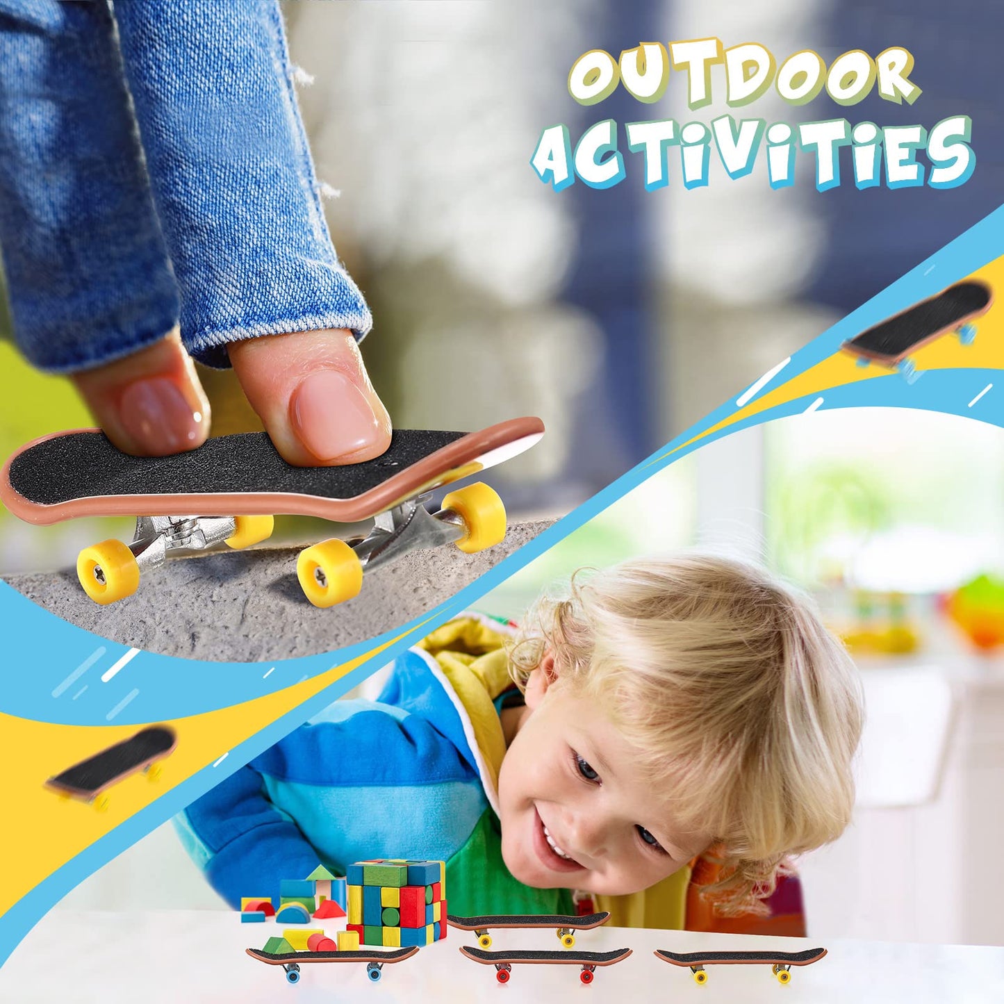 Civaner 10 Pack Valentines Day Diy Kids Finger Skateboard Set With Box And Replacement Accessories, Mini Collectible Fingerboard, Finger Toy Kit, Valentine Party Favor For Kids Children Finger Skater