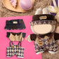 17cm Doll Clothes Labubu Clothes for 6.7inch(17cm) Dolls enhanced Doll Outfit with Hat and Accessories(Clothes Only) (Brown Purple)