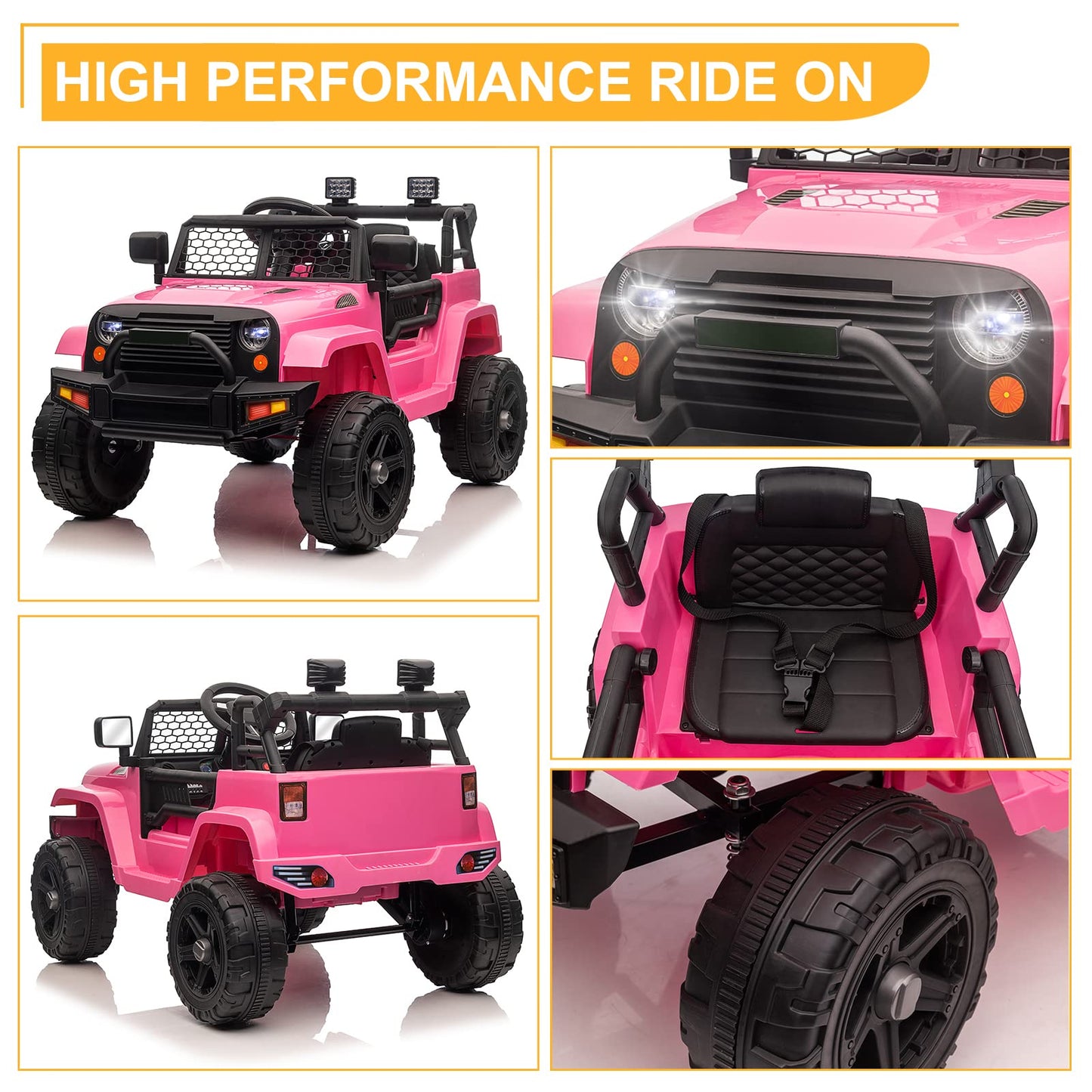Winado 12V Kids Ride On Truck, Battery Powered Electric Kids Car Vehicle Toy W/Parent Remote Control, Openable Doors, Slow Start