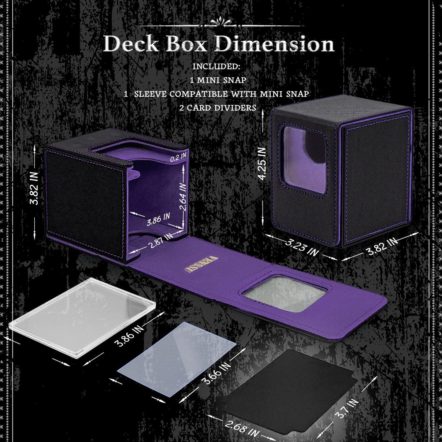 Venssu MTG Deck Box with Front-Facing Commander Display, Card Deck Case Fits 100 Single Sleeved Cards, PU Leather Magnetic Tcg S