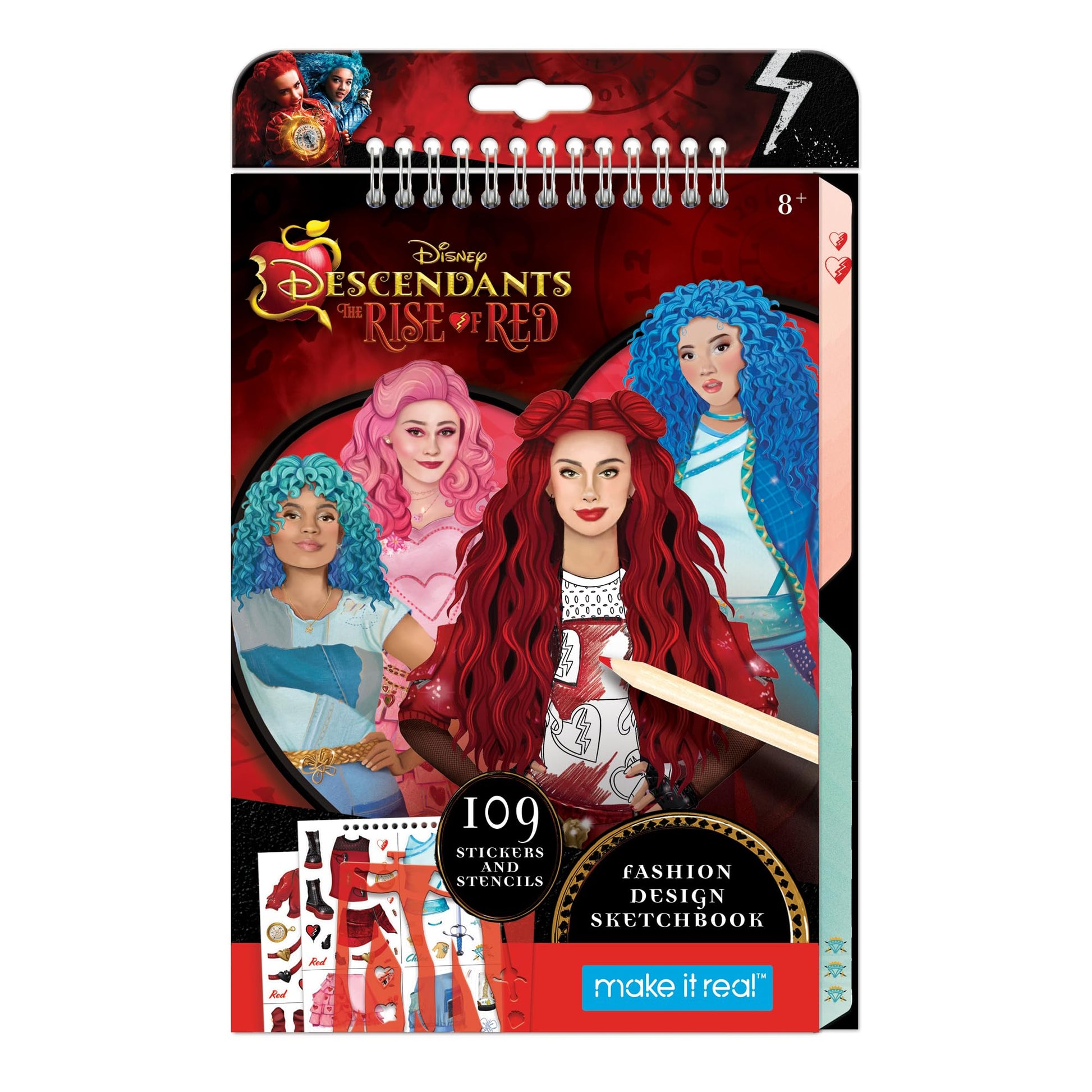 Make It Real: Descendants 4 Rise of Red Fashion Design Sketchbook - Includes 109 Stickers & Stencils, Style Models, Disney, Girl