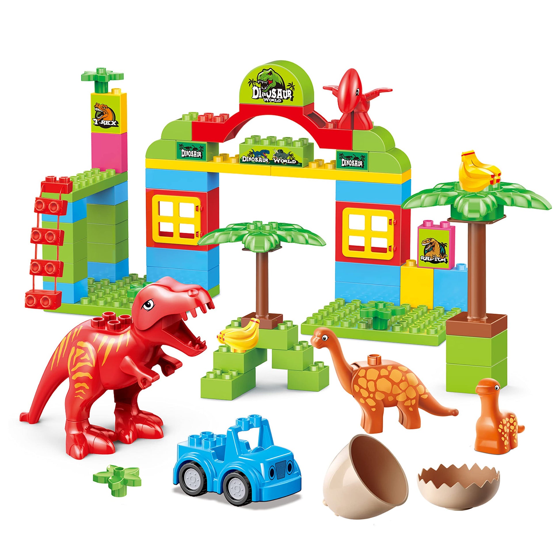 Toyvelt Dinosaur Blocks Toy 72 Piece Jurassic Era, Children'S Dinosaur Blocks, Dinosaur Blocks For Kids 3-5, Dino Building Block