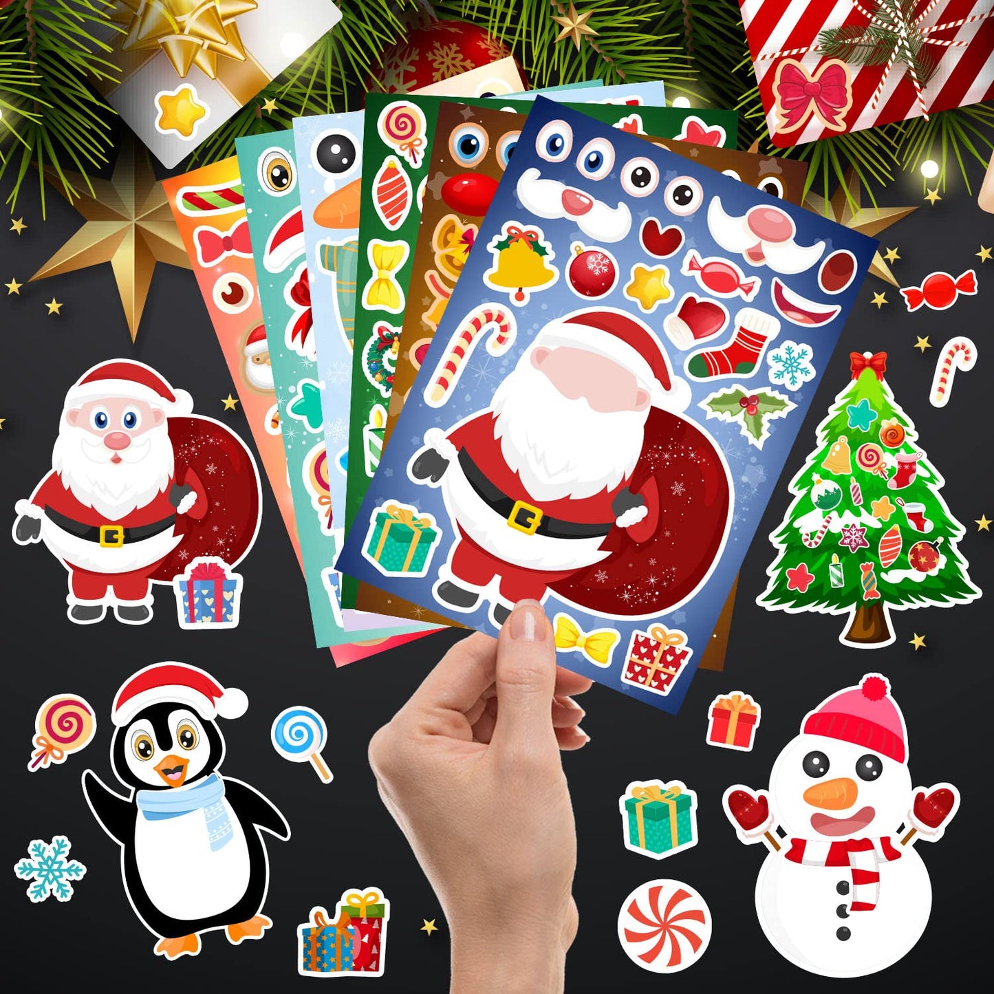 36 Sheets Christmas Stickers for Kids Make Your Own Christmas Stickers, Christmas Favors for Kids, Christmas Crafts for Kids Chr