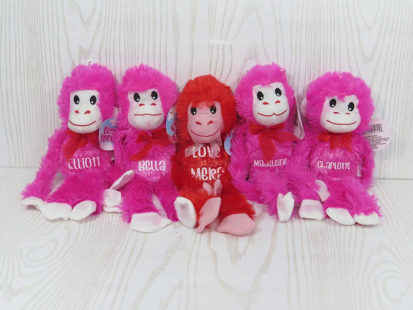 Kenzie'S Boutique Handmade Personalized Valentines Day Hanging Monkey Plush Gift For Kids - Custom Stuffed Animal Name - Hanging