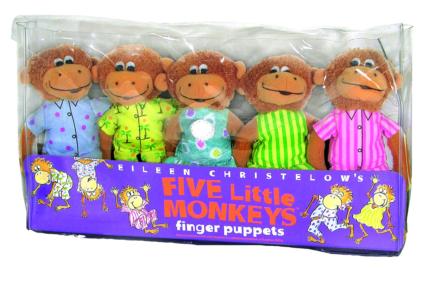 MerryMakers Five Little Monkeys Finger Puppet Playset, Set of 5, 5-Inches, Polyvinyl Chloride