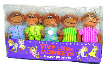 MerryMakers Five Little Monkeys Finger Puppet Playset, Set of 5, 5-Inches, Polyvinyl Chloride