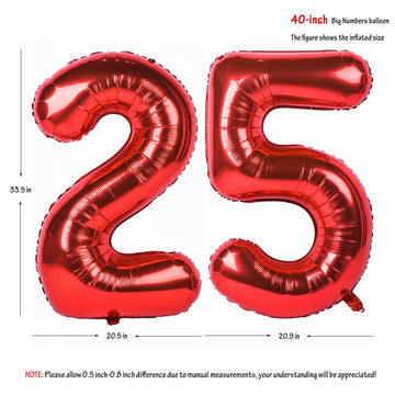 40 In Red Number Balloons Helium Foil Mylar Balloon Birthday Party Banquet Decoration Digital 25