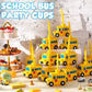 Tanlade 12 Set School Bus Cups with Straws, Plastic Vehicle Bus Shape Cup Bulk First Day of School Birthday Party Favor for Car