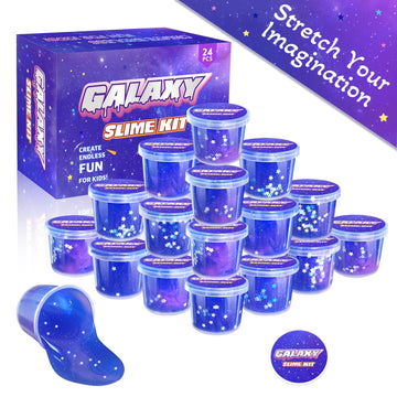 24 Pack Galaxy Slime Party Favors For Kids Blue Purple Clear Glitter Slime Kit Christmas Birthday Goodie Bag Stuffer Classroom R