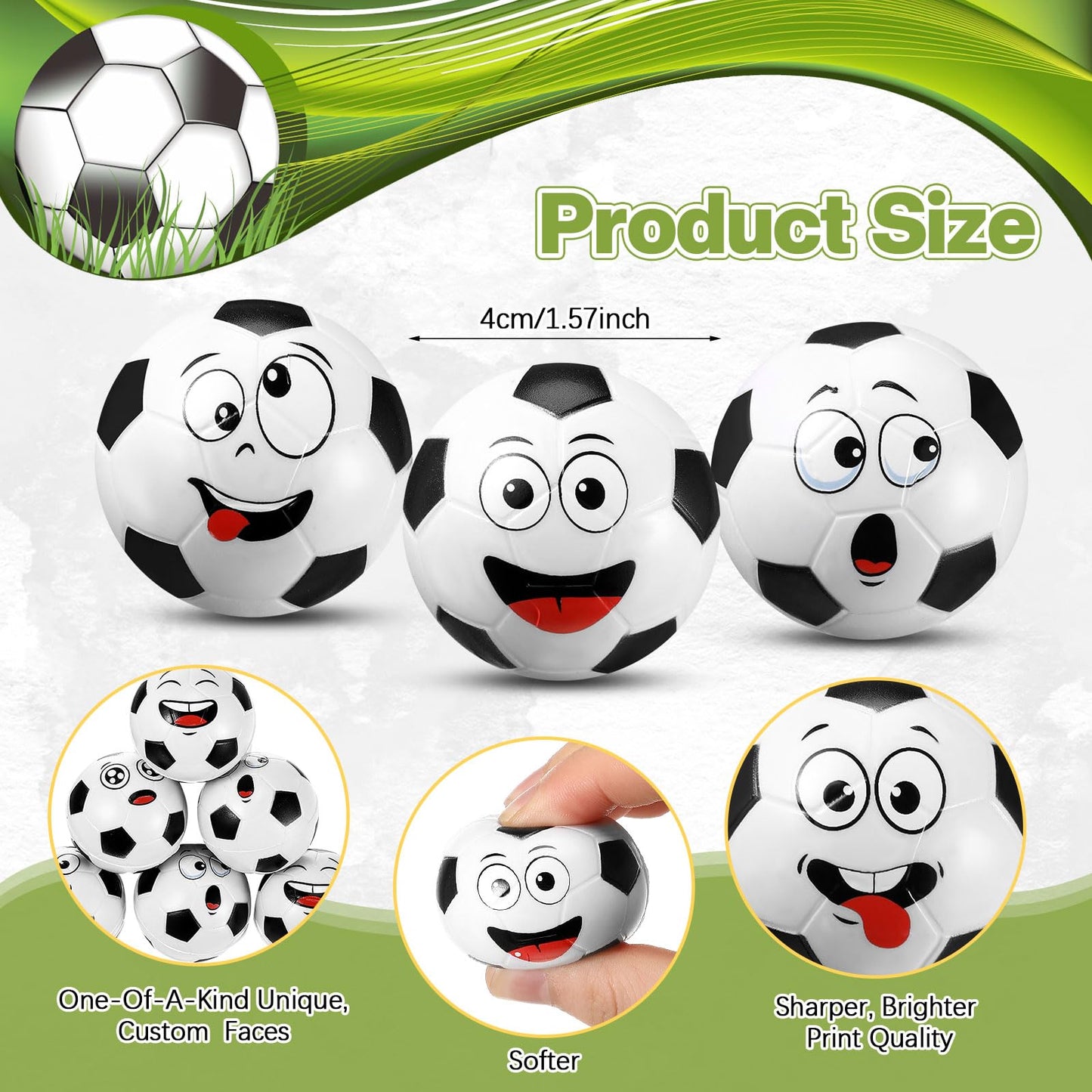 Arrowbash 24 Pcs Mini Face Soccer Stress Balls for Boys Girls Fidget Toys Bulk Foam Balls for Stress and Anxiety Relief Balls fo
