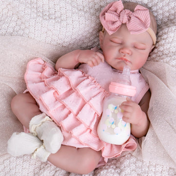 Aori Lifelike Reborn Doll - Realistic 20 Inch Sleeping Newborn Baby Girl With Poseable Limbs And Feeding Set