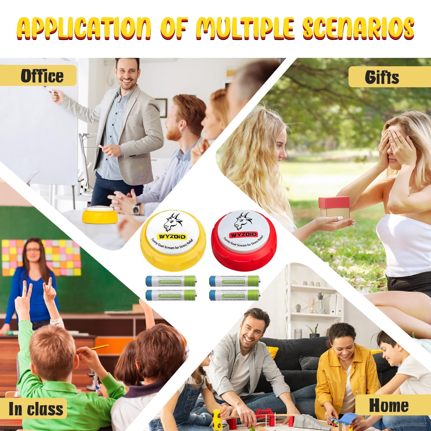 WYZOID Screaming Goat 2 PCS  Comes with 4 AAA Batteries Screaming Desk Toy Talking Button Make Funny Screaming Goat - Provide Interesting Gifts for Friends and Colleagues