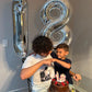 Silver 8 Balloon, Number Balloons 40 Inch, 8Th Birthday Decorations For Boys Girls, Silver Birthday Balloons, Silver Party Suppl