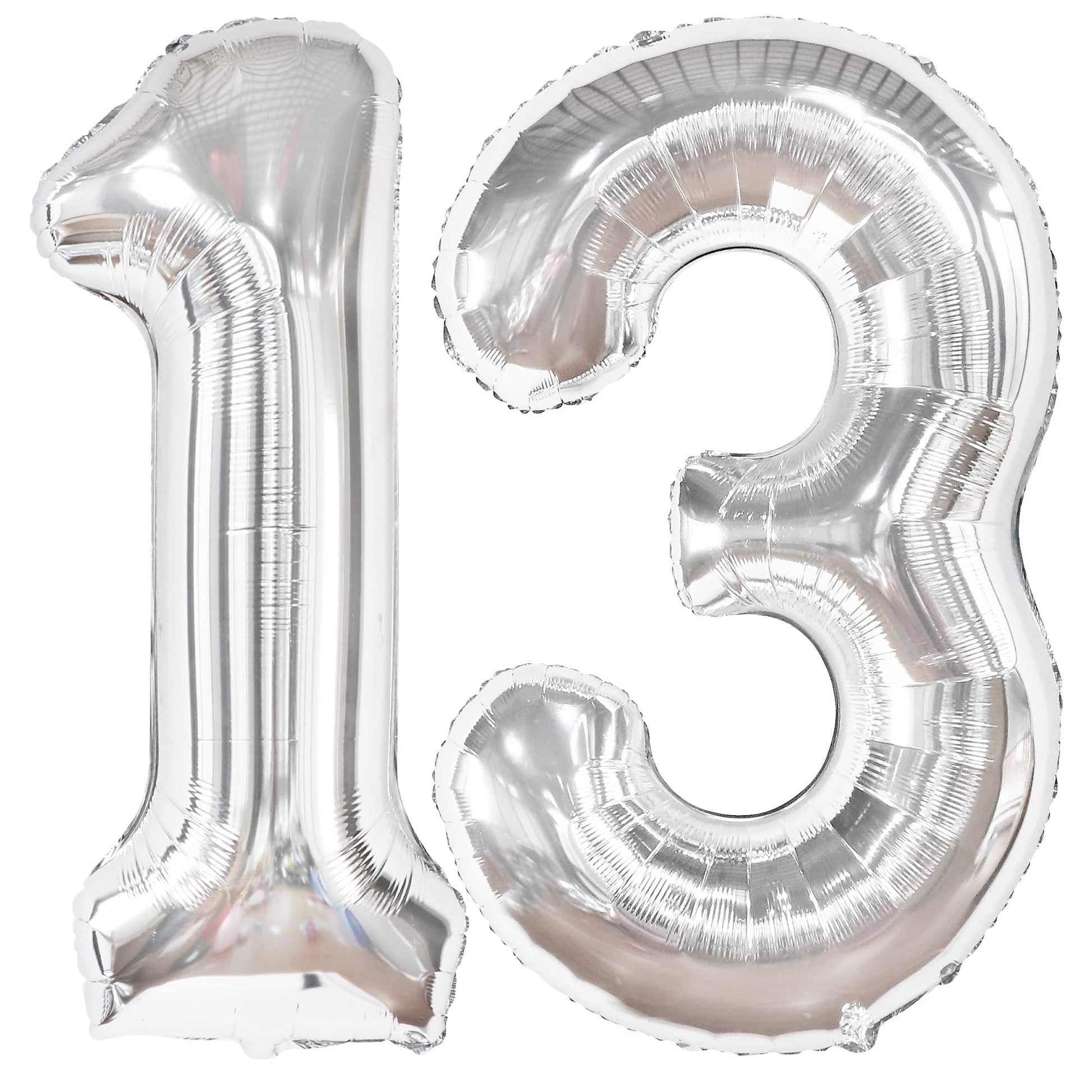 Katchon, Big Silver 13 Balloon Numbers - 40 Inch | 13Th Birthday Decorations For Girls | 13 Number Balloons, 13Th Birthday Decorations For Boys | 13Th Birthday Balloons, 13Th Balloons For Anniversary