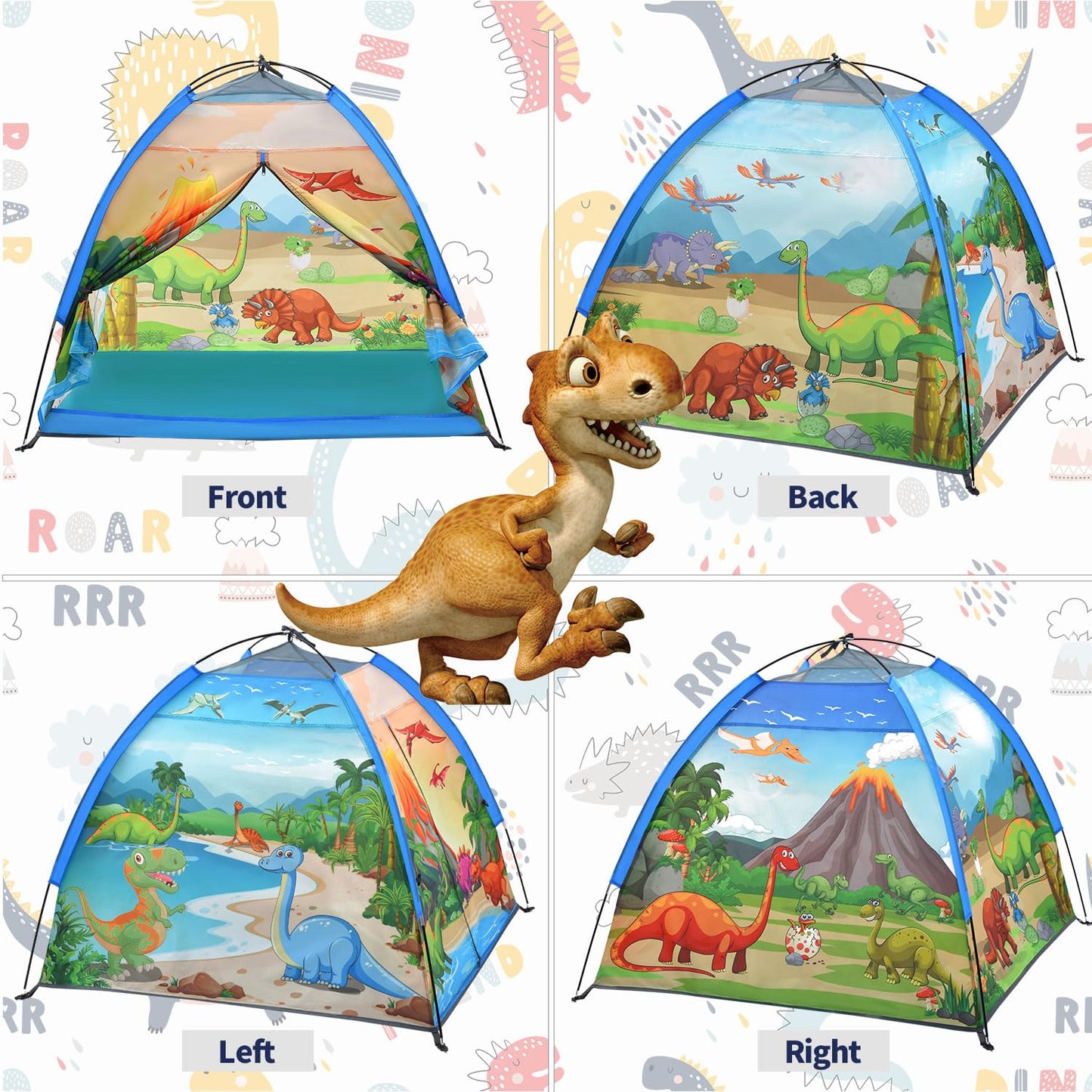 Mnagant Kids Play Tent - Dinosaurs Dome Playhouse, Durable Polyester, Indoor/Outdoor Fun, 47"x47"x43", Perfect Gift for Boys & Girls