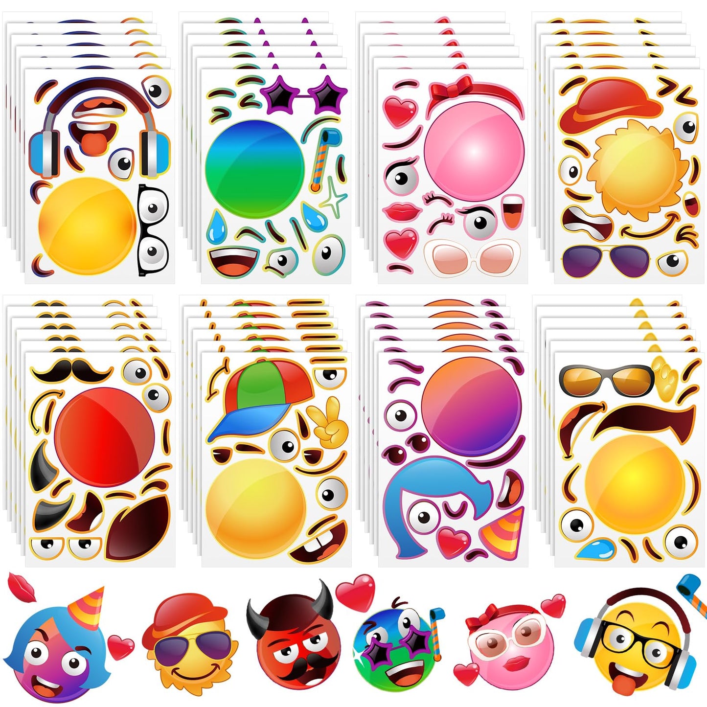48 Piece Make a Face Own Stickers - Stickers for Kids Your Own Face Craft Reward DIY Birthday Party Supply with 8 Designs
