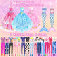 66Pcs Doll Clothes And Accessories With Doll Closet For 11.5 Inch Doll Dress Up Set With 1 Doll Fashion Dresses Outfits Tops And Pants Shoe Rack Bags Gift Toy For Girls 4 5 6 7 8 9 10 Years