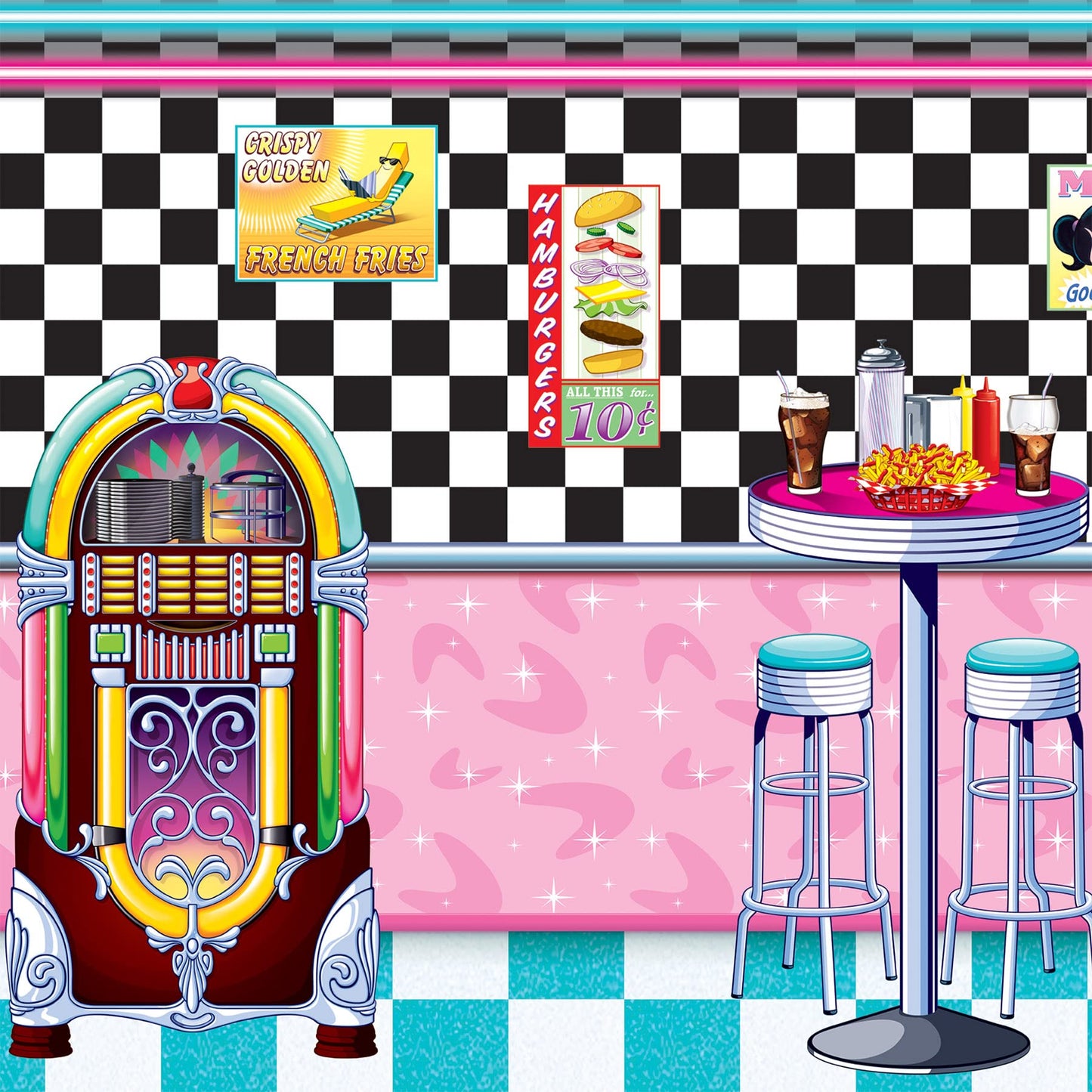 Beistle 50s Soda Shop Photo Backdrop