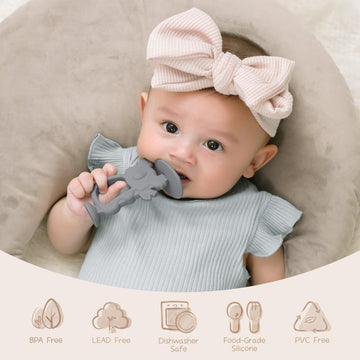 Moonkie Teething Toy, Safe & Easy To Hold Bpa Free Silicone Teethers, 360° Baby Toothbrush With Suction Base, Teether Toys Best For Babies 6-12 Months (Koala Lunar Grey)