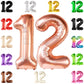 Huge, Rose Gold 12 Balloon Number - 40 Inch, Number 12 Balloons For Birthdays | 12 Birthday Balloon, 12Th Birthday Decorations For Girls | 12 Birthday Decorations For A Girl, 12 Year Old Balloons Girl