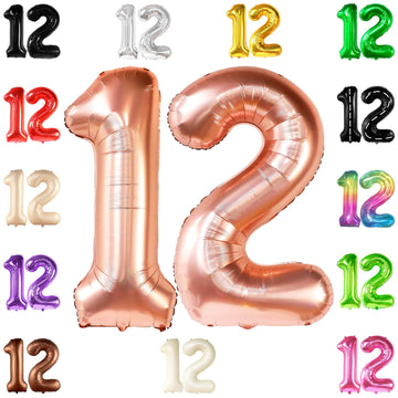 Huge, Rose Gold 12 Balloon Number - 40 Inch, Number 12 Balloons For Birthdays | 12 Birthday Balloon, 12Th Birthday Decorations For Girls | 12 Birthday Decorations For A Girl, 12 Year Old Balloons Girl