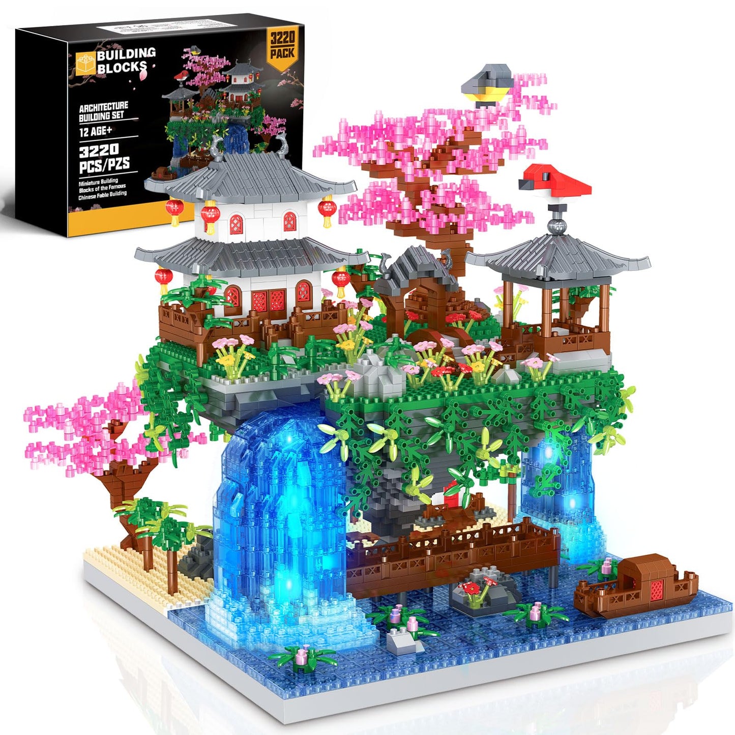 Yktoyz Cherry Blossom Tree Building Set, Chinese Architecture Building Blocks Japanese Sakura Tree House Building Set Bonsai Tree Kit, Blocks Sets For Adults Gift For Kids Age 12+(3220 Pieces)