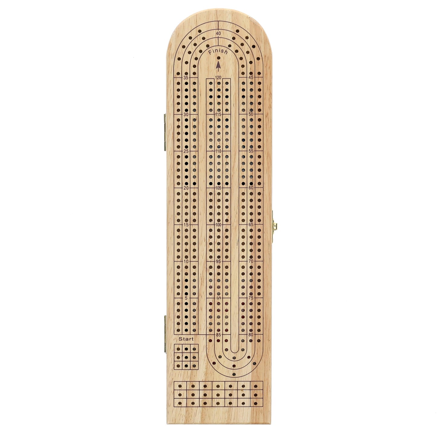 Pacific Shore Games Wooden Cribbage Board Game Set, Continuous 3 Track For 2-3 Players With Card Storage