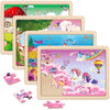 Synarry Large Unicorn Mermaid Princess Fairy Wooden Kids Puzzles 4 In 1 Gift Box(12.2*9.4 In) - Fsc Certified, Puzzles For Toddlers 3-5, Puzzles For Kids Ages 4-6, Toys Gifts For 3 4 5 Year Old Girls