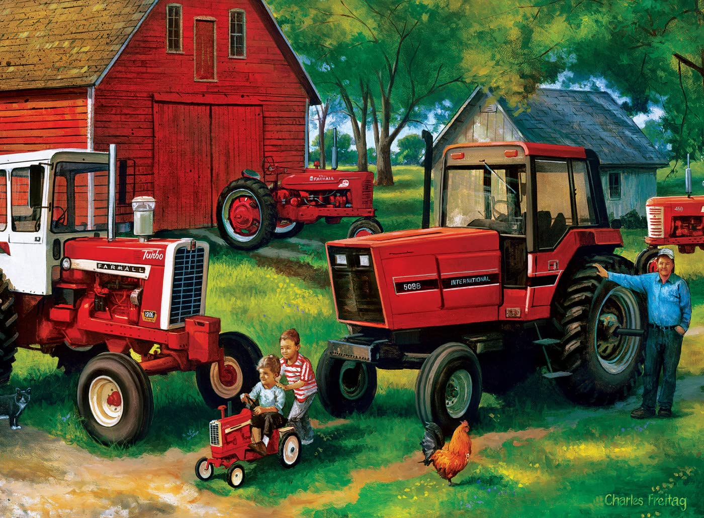 MasterPieces 2000 Piece Jigsaw Puzzle - Farmall 4-Pack, 14" x 19", Paper, Model 41402, Ideal for Adults and Families