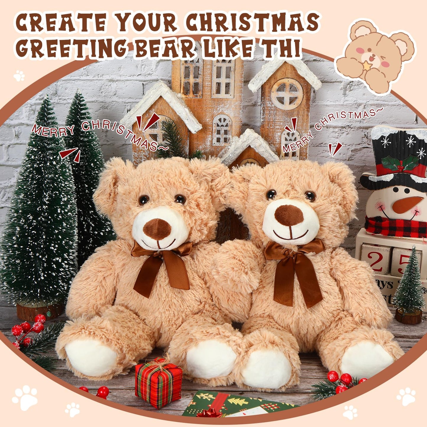 Libima 5 Pack 14'' Bears Stuffed Animals With Voice Recorder Set 30 Seconds Voice Sound Recorder Module Plush Bear Cute Stuffed