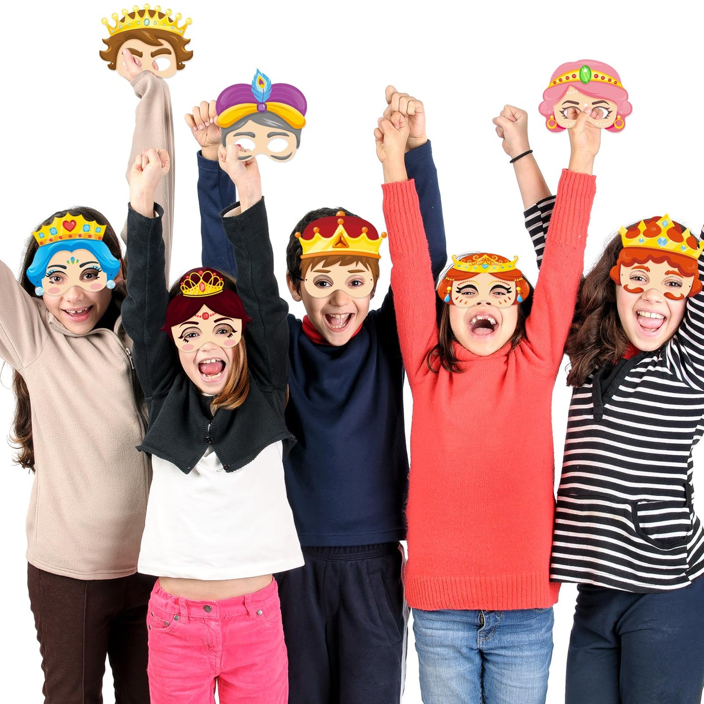 Qpout 30pcs Purim Masks with Black Elastic Rope,Purim Story Character Paper Masks Decorations for Purim Jewish Festival Costume