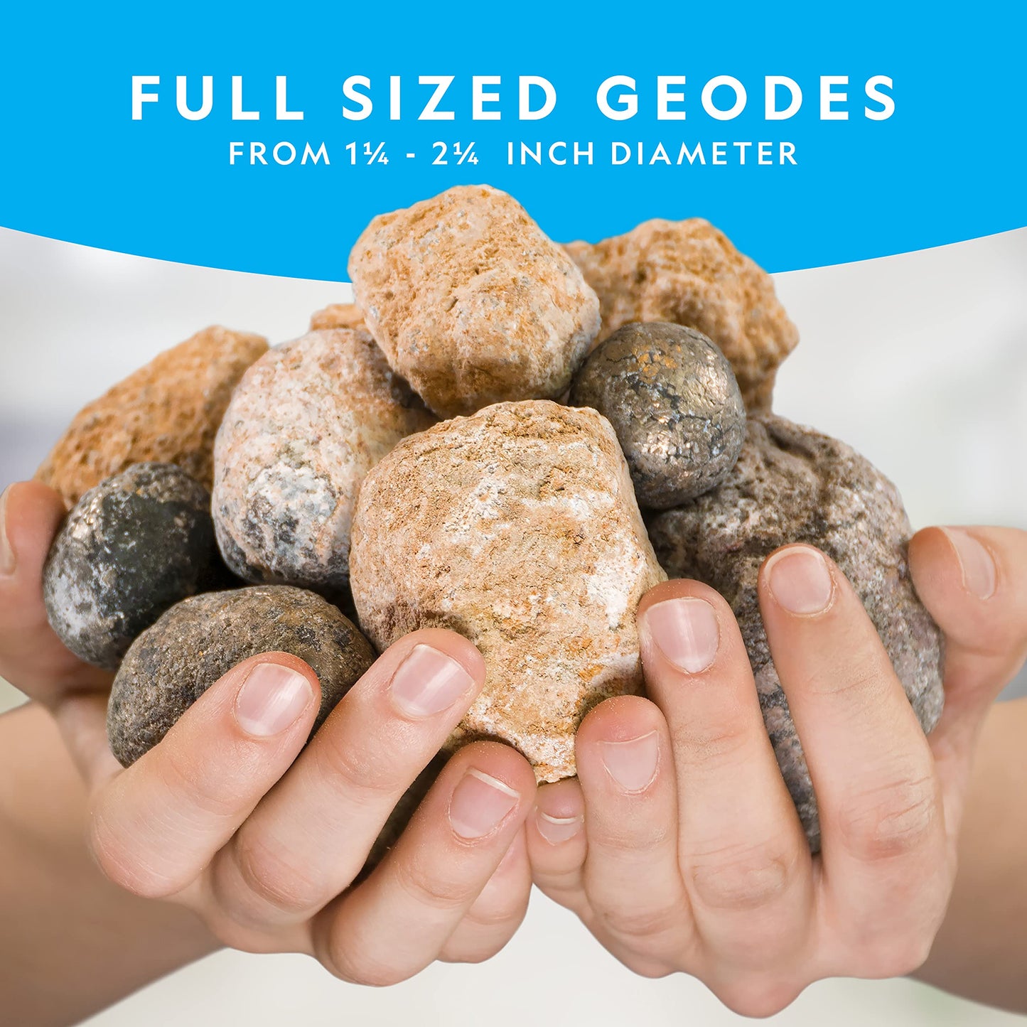 National Geographic Break Open 15 Premium Geodes - With Goggles, Detailed Learning Guide, 3 Display Stands, Great Stem Science T