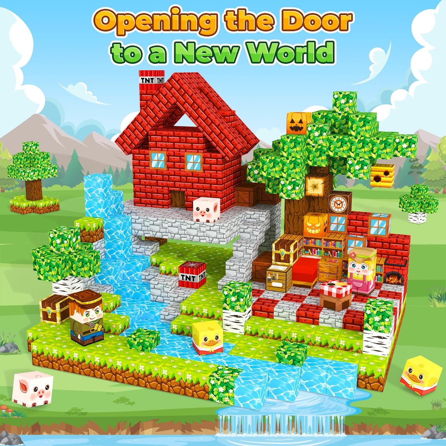 Orzbb Magnetic Blocks Kids Games Building Toys For 3 4 5 6 7 8 9 10 11 12 Year Old Boys Girls, Magnetic Tiles Cubes Stem Sensory