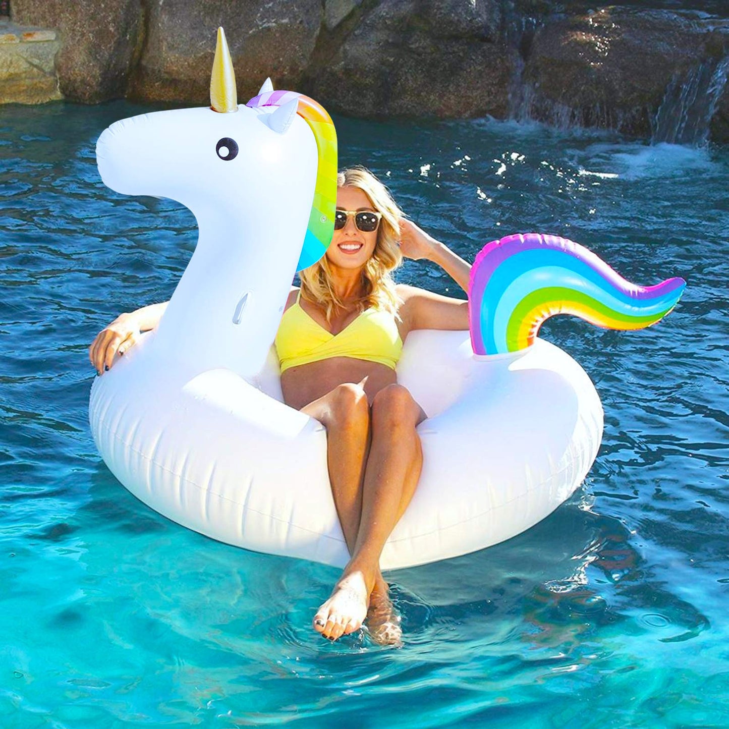 Turnmeon 79' Giant Inflatable Pool Float Party Toys With Sturdy Handles, Summer Beach Floaties Swimming Pool Inflatables Ride-On Pool Toys Raft Lounge For Adults Kids Teens (Flamingo And Unicorn)