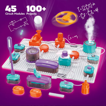 Circuit Board For Kids, Smilesskiddo 45 Pcs Diy Electronics Exploration Kit With 100+ Projects, Physics Science Experiments Kit,