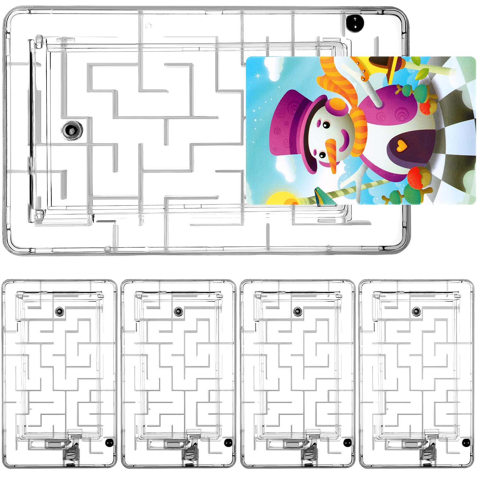 Skylety 5 Pcs Money Puzzle Box Gift Card Box Plastic Puzzle Card Holder Fun Maze Intellectual Pinball Machine Game for Teens and mature-themeds Birthday Party Favors(Clear)